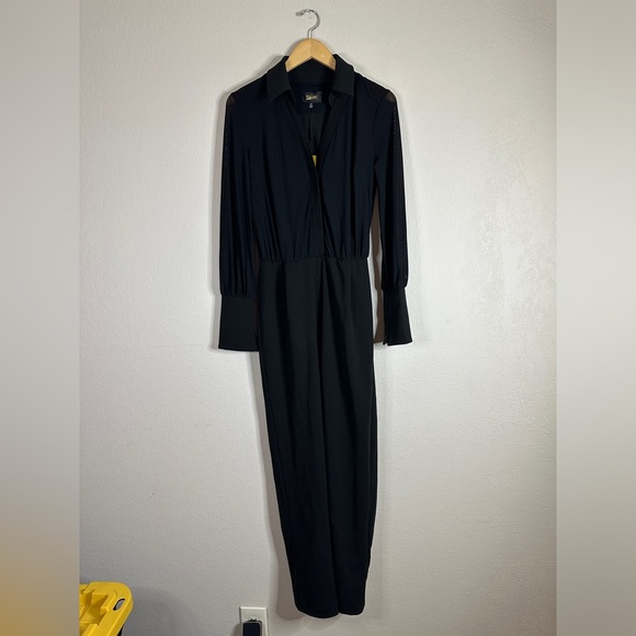 ALEXIA ADMOR black mesh illusion long sleeve jumpsuit 6 NEW - Picture 2 of 10